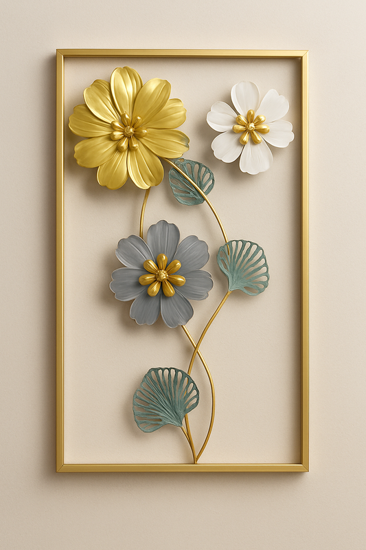 Luxury Golden Metal Wall Frame with Floral Design