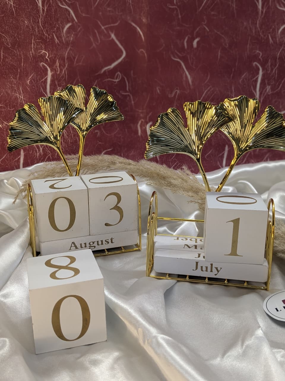 Golden Leaf Perpetual Desk Calendar