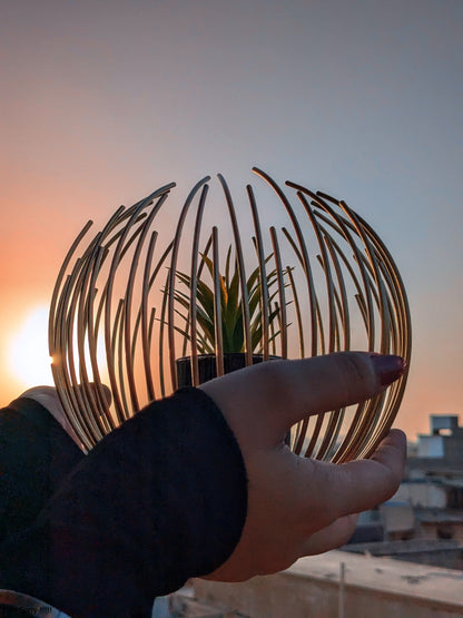 Imported Metallic Golden Globe Decor with Planter Inside